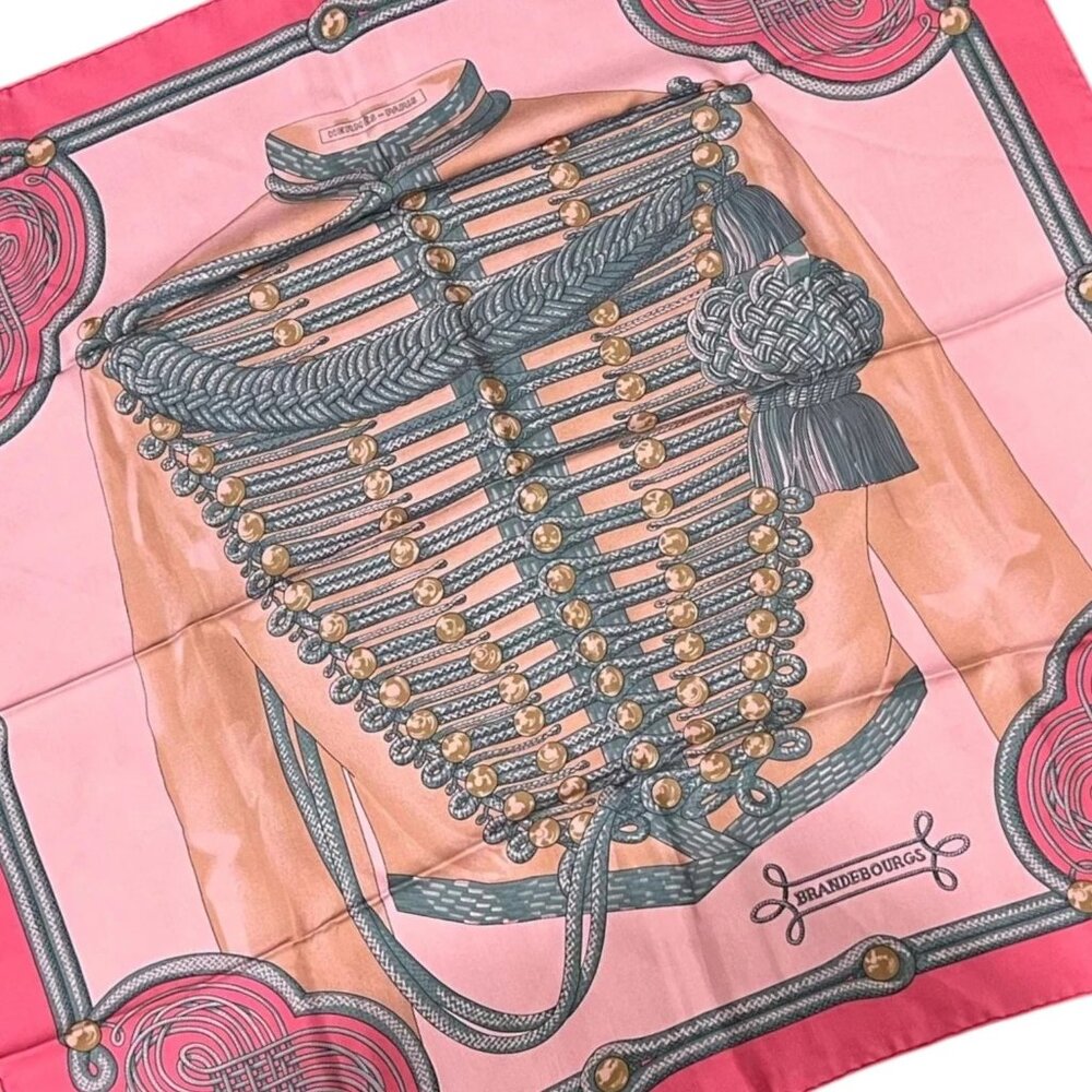 Authentic Hermes Pink Brandebourgs Silk Scarf 90cm - Picture 2 of 11
